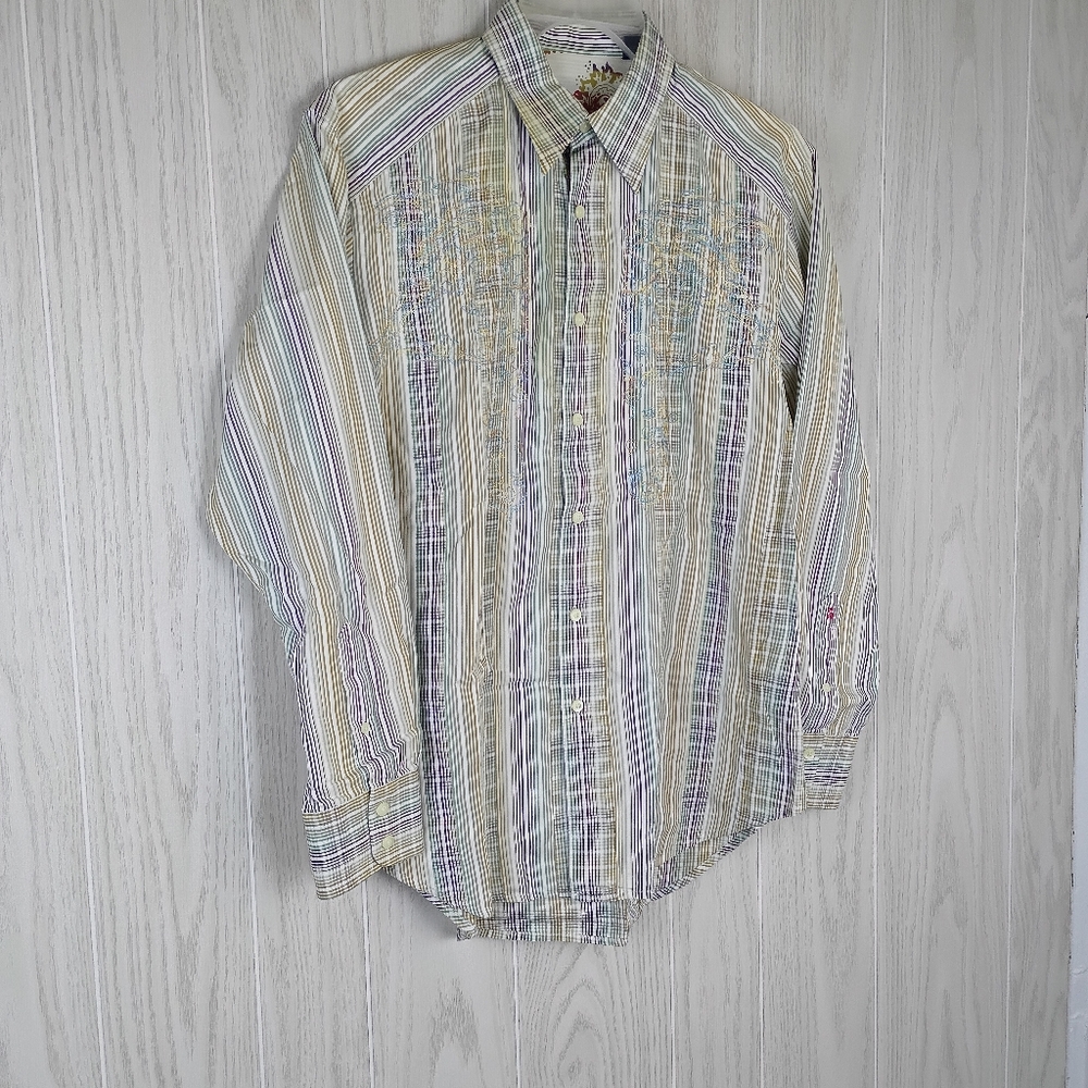Robert Graham Button Down Medium Stripped With Ac… - image 2